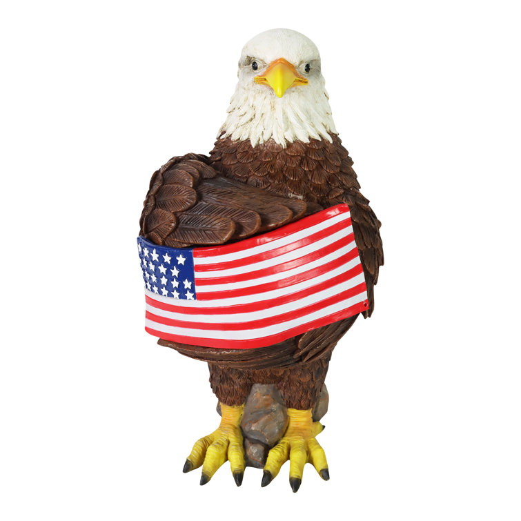 Trinx Solar Hand Painted Bald Eagle Garden Statue With Illuminating Usa
